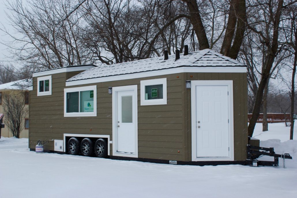 The NextDoor DropHome on a snowy day.