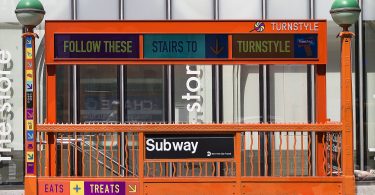 New York City subway entrance with no accessibility for people with disabilities.