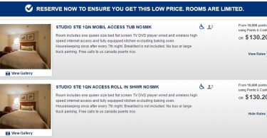 Wheelchair accessible hotel room reservation.